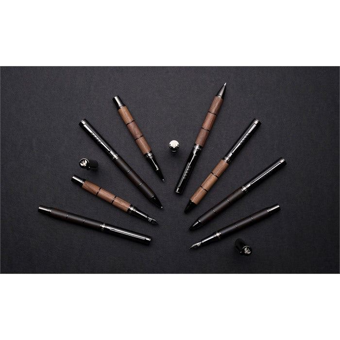 Tom Hessin Revolution Collection Charcoal Ballpoint Pen with Wooden Barrel & Gunmetal Trim