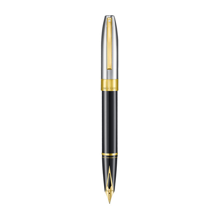 Sheaffer Legacy 9065 Glossy Black and Chrome Bi-color Fountain Pen with 14K PVD Gold-Plated, Stainless Steel Inlaid Nib and Trims (Medium)