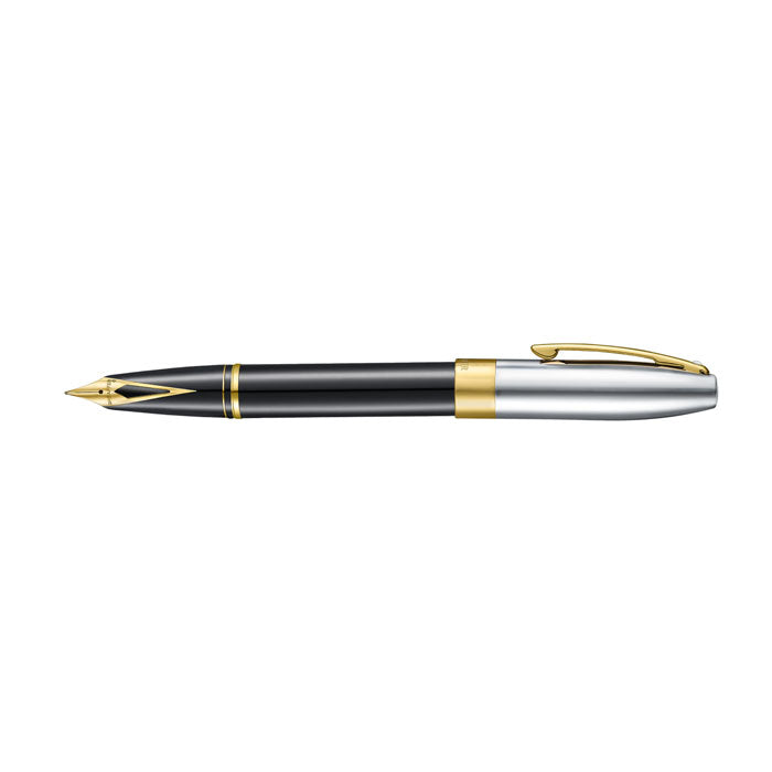 Sheaffer Legacy 9065 Glossy Black and Chrome Bi-color Fountain Pen with 14K PVD Gold-Plated, Stainless Steel Inlaid Nib and Trims (Medium)