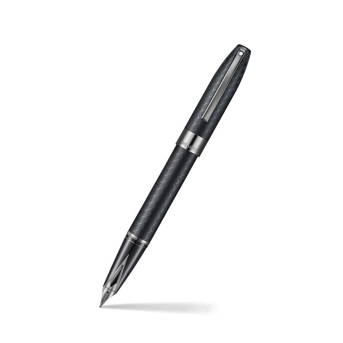 Sheaffer Legacy Chevron 9066 Matte Black Fountain Pen with PVD Gunmetal Inlaid Nib and Trims (Fine)