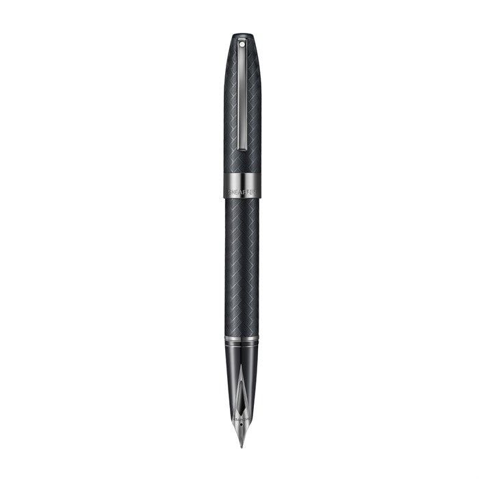 Sheaffer Legacy Chevron 9066 Matte Black Fountain Pen with PVD Gunmetal Inlaid Nib and Trims (Fine)