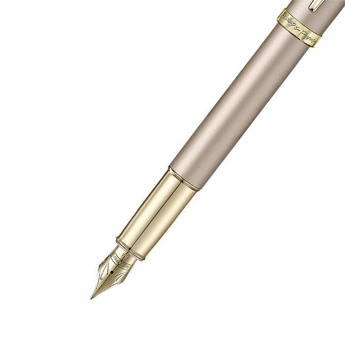 Sheaffer 100 Emily in Paris 9377 Champagne Gold Fountain Pen (Medium) with Champagne Gold Trims and Bow-Shaped Clip Emblem