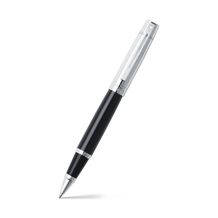 Sheaffer 300 E9314 Glossy Black Barrel Chrome Cap With Chrome Plated Trims Rollerball Pen