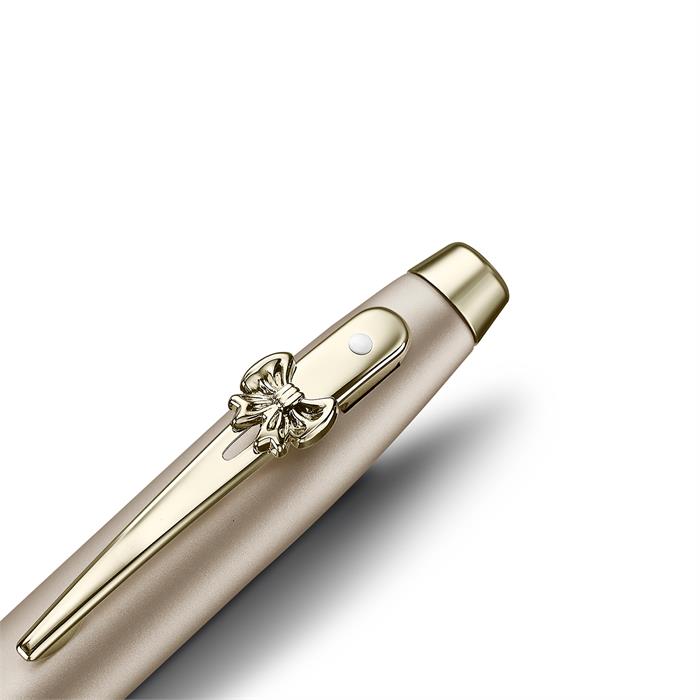 Sheaffer 100 Emily in Paris 9377 Champagne Gold Rollerball Pen with Champagne Gold Trims and Bow-Shaped Clip Emblem