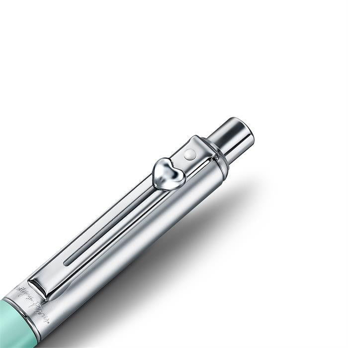Sheaffer Sentinel Emily in Paris E321 Green Matte Finish Ballpoint Pen with Chrome-Plated Trims and Heart-Shaped Clip Emblem