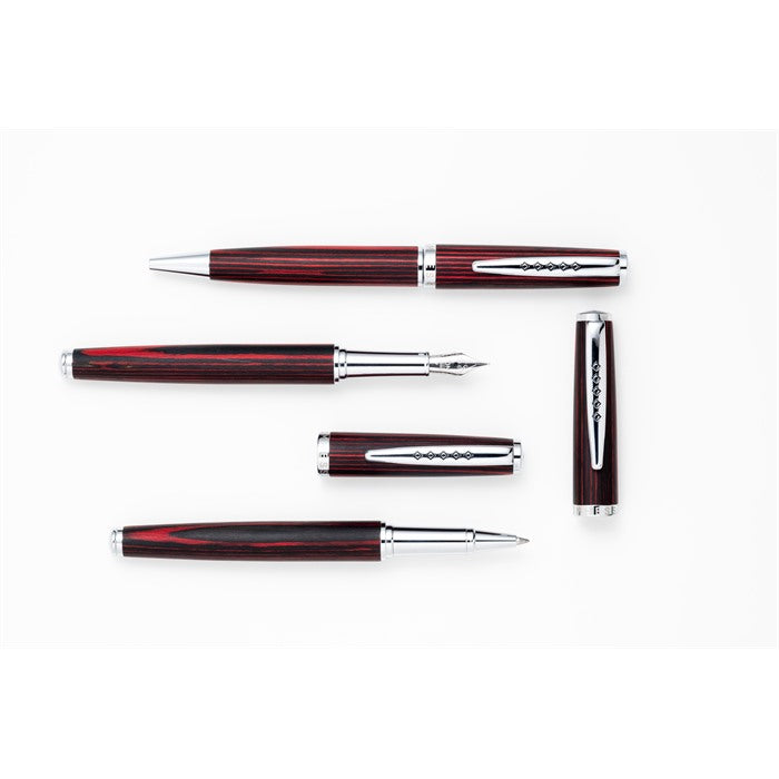 Tom Hessin Edinburgh Collection Forth Bridge Red Rollerball Pen With Chrome Trim