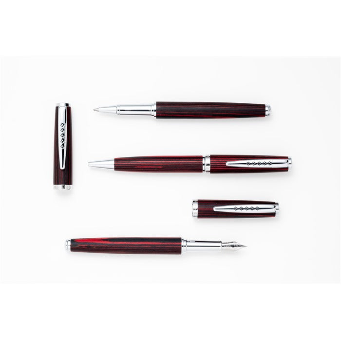 Tom Hessin Edinburgh Collection Forth Bridge Red Rollerball Pen With Chrome Trim