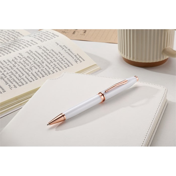 Cross Foundry Pearl White Lacquer with Rose Gold Appointments Ballpoint Pen