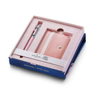 Sheaffer Sentinel Emily in Paris Gift Set E321 Pink Matte Finish Ballpoint Pen with Chrome Trims and Full-Grain Leather Credit Card Holder