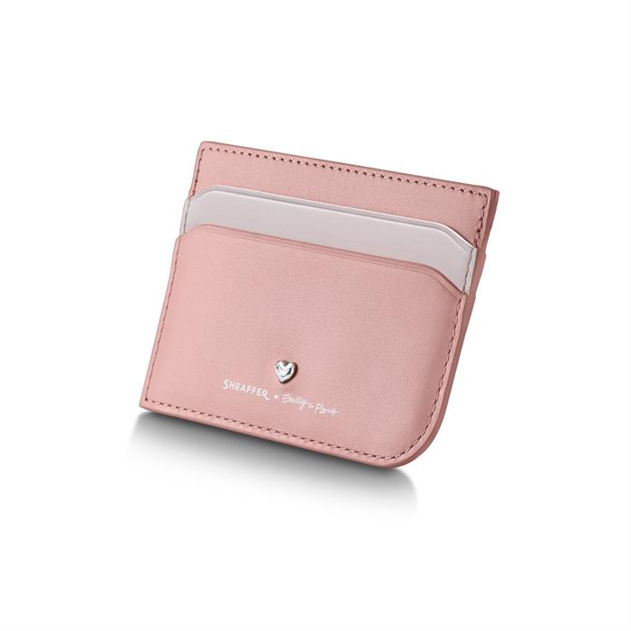 Sheaffer Sentinel Emily in Paris Gift Set E321 Pink Matte Finish Ballpoint Pen with Chrome Trims and Full-Grain Leather Credit Card Holder