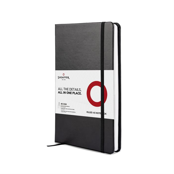 Sheaffer 300 E9342 Bright Chrome With Gold Tone Trims Ballpoint Pen with A5 Notebook In Black Giftbox