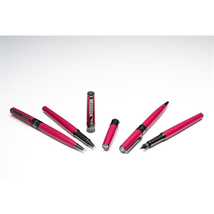 Tom Hessin Rebel Collection Jewellers Rouge Fountain Pen With Gunmetal Trim & PVD Black Medium Nib