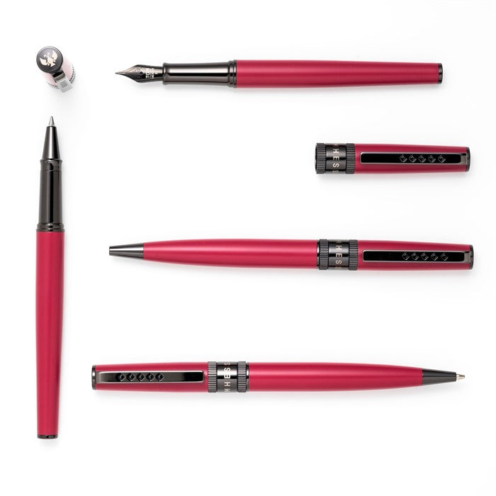 Tom Hessin Rebel Collection Jewellers Rouge Fountain Pen With Gunmetal Trim & PVD Black Medium Nib