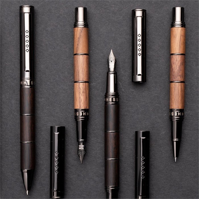 Tom Hessin Revolution Collection Charcoal Ballpoint Pen with Wooden Barrel & Gunmetal Trim