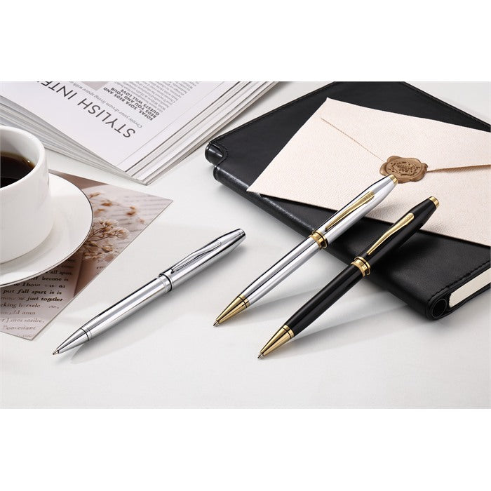 Cross Foundry Glossy Black Lacquer with PVD Gold Appointments Ballpoint Pen