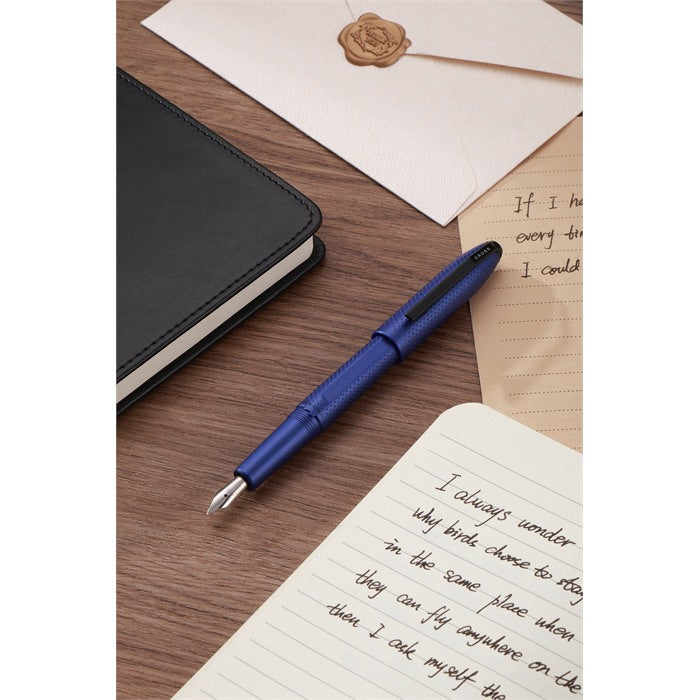 Cross Prism Deep Sea Blue Resin with Polished Black Appointments and Stainless Steel Medium Nib Fountain Pen
