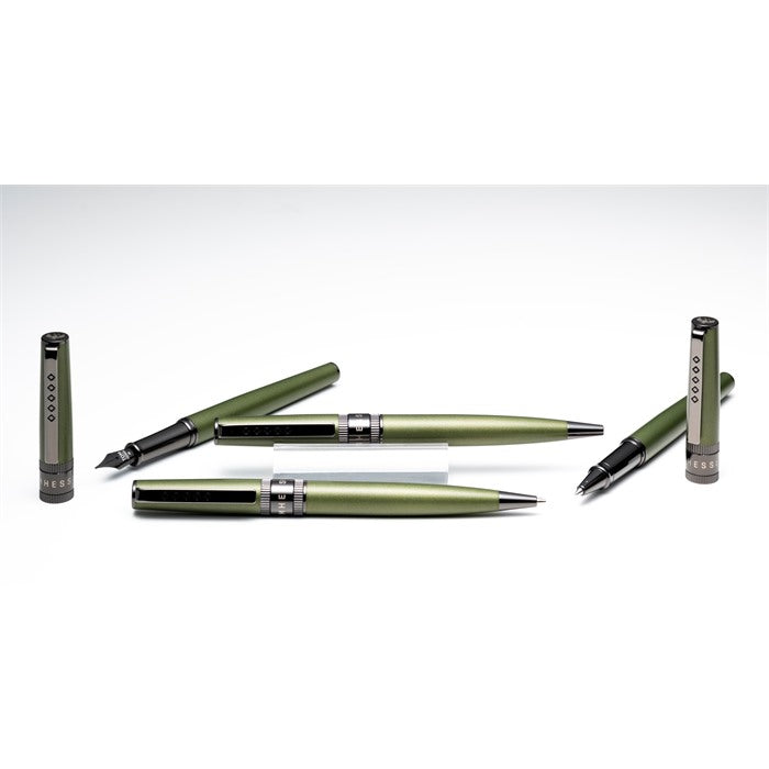Tom Hessin Rebel Collection Garrison Green Fountain Pen With Gunmetal Trim & PVD Black Fine Nib