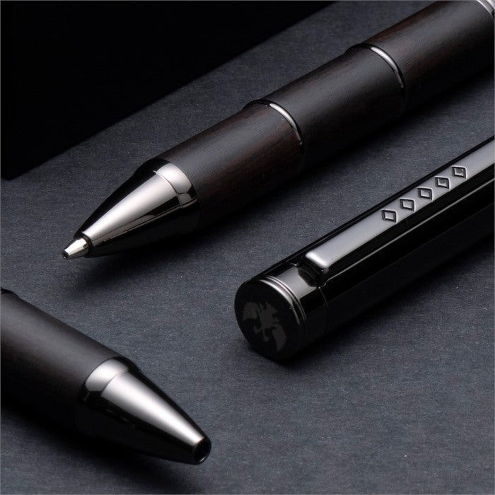 Tom Hessin Revolution Collection Charcoal Ballpoint Pen with Wooden Barrel & Gunmetal Trim