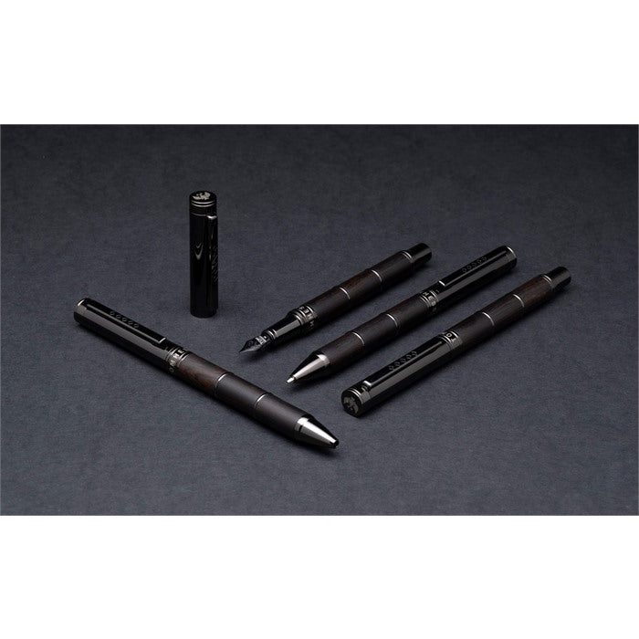 Tom Hessin Revolution Collection Charcoal Ballpoint Pen with Wooden Barrel & Gunmetal Trim