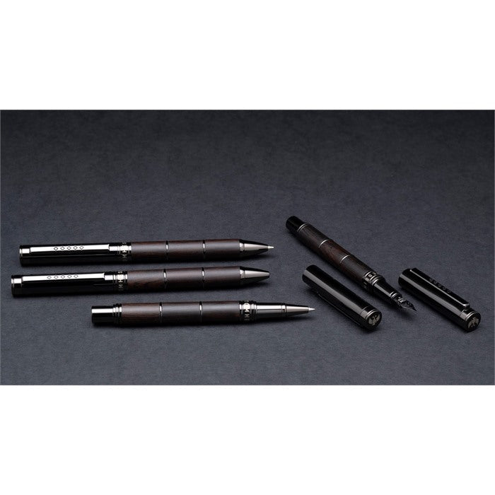 Tom Hessin Revolution Collection Charcoal Ballpoint Pen with Wooden Barrel & Gunmetal Trim
