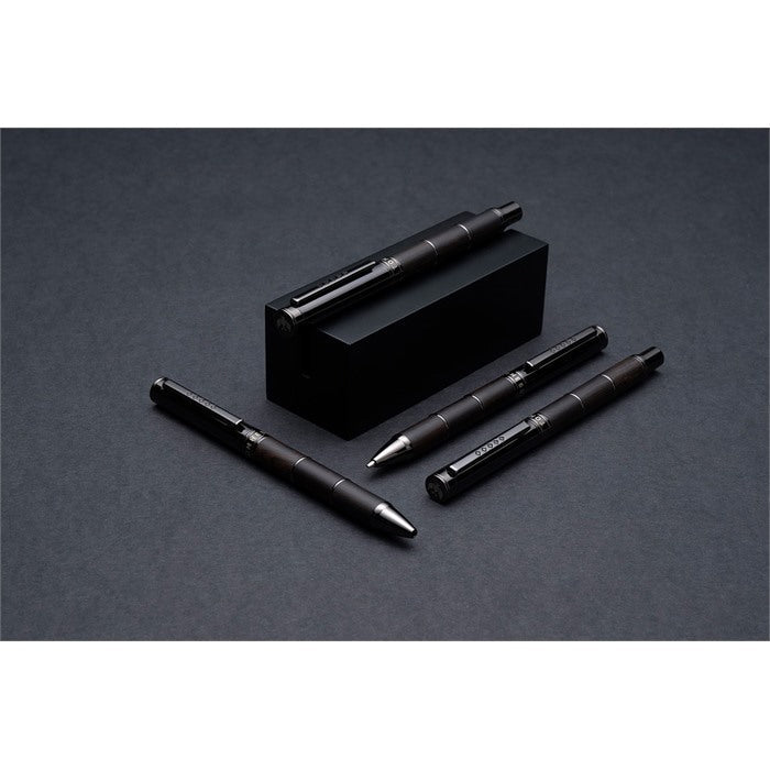 Tom Hessin Revolution Collection Charcoal Ballpoint Pen with Wooden Barrel & Gunmetal Trim
