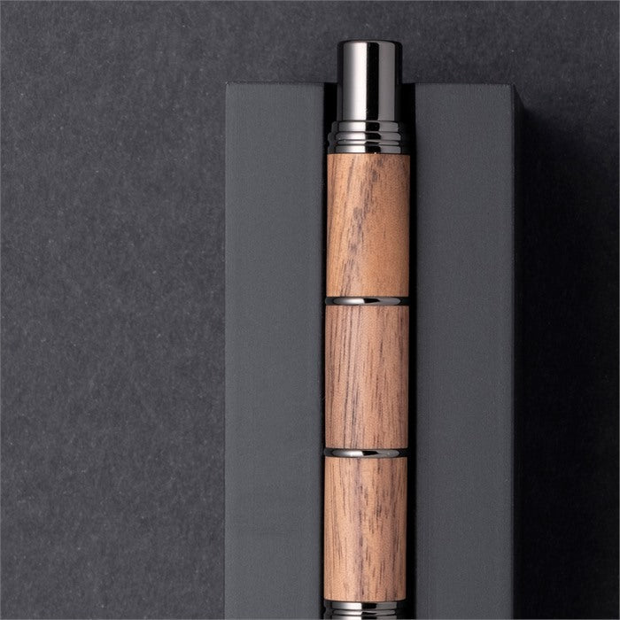 Tom Hessin Revolution Collection Rustic Fountain Pen With Wooden Barrel, Gunmetal Trim & PVD Extra Fine Nib