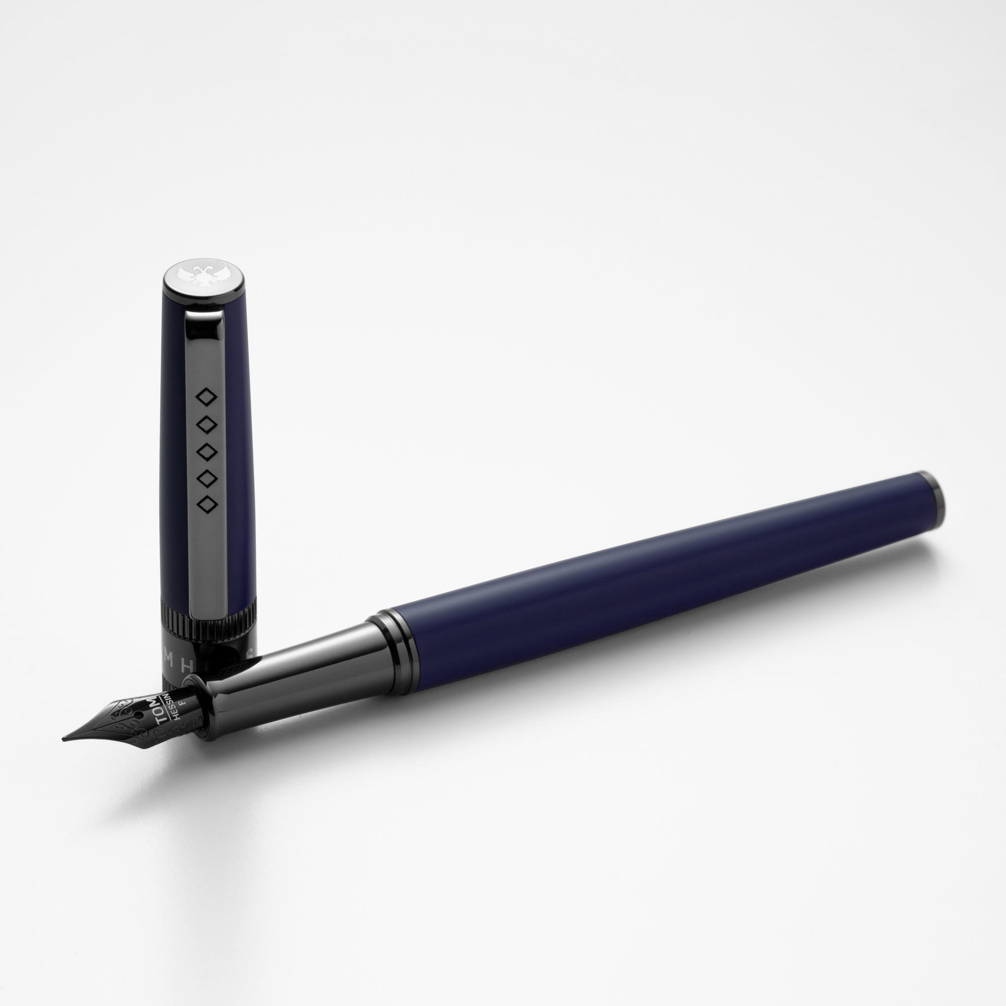 Tom Hessin Rebel Collection Oxford Blue Fountain Pen With Gunmetal Trim & PVD Black Fine Nib