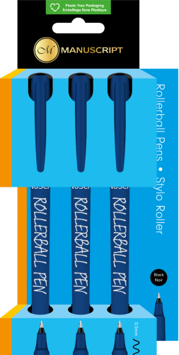 Pk 3 Manuscript Triple Pk Blue Rollerball Pens